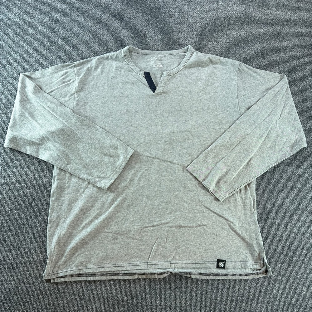 The White Company Qatar Airways Grey Long Sleeve Split V-Neck Shirt Mens Large